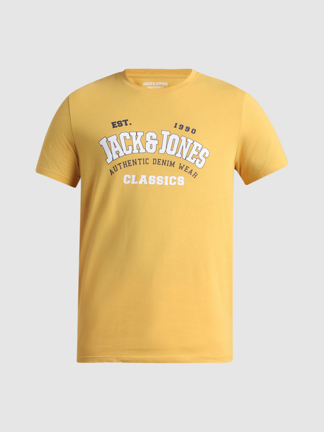 Yellow Logo Text Crew Neck T-shirt