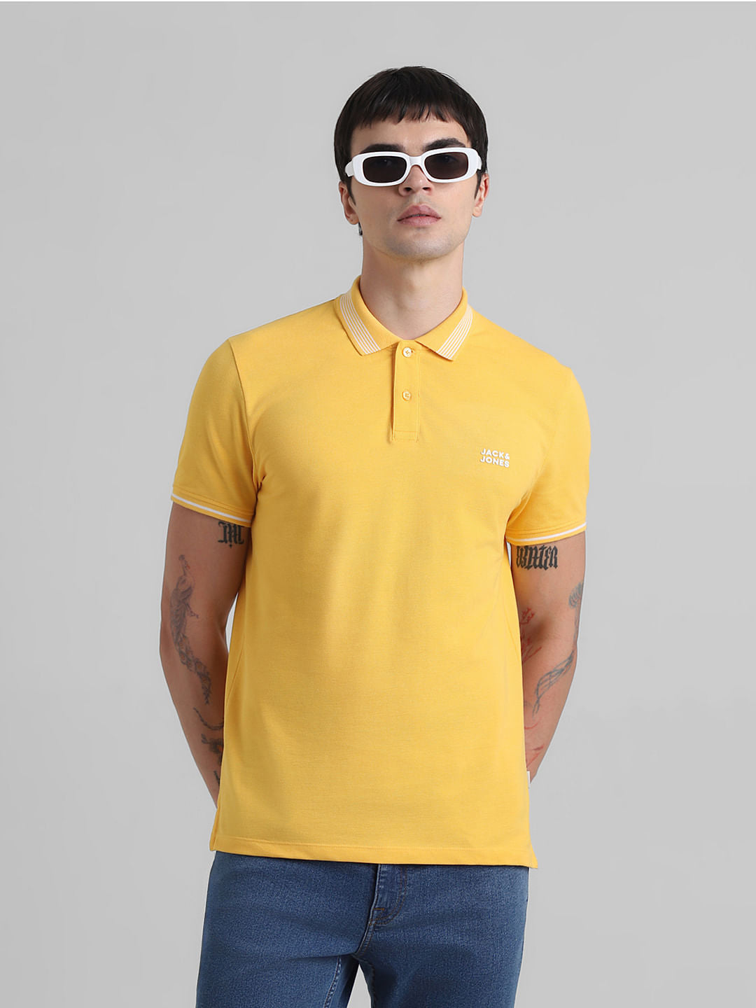 Yellow Contrast Tipping Polo T-shirt