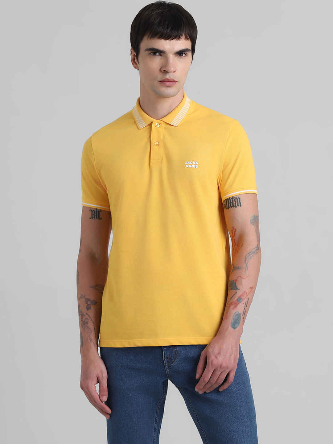 Yellow Contrast Tipping Polo T-shirt