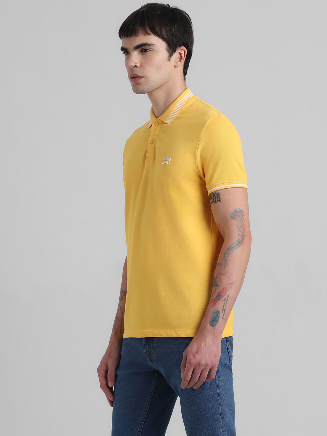 Yellow Contrast Tipping Polo T-shirt