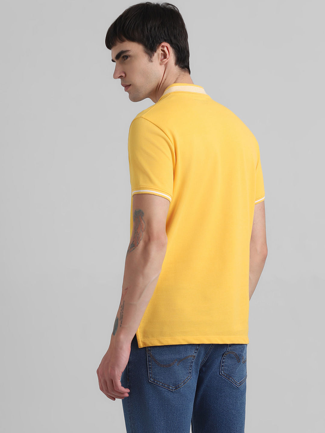 Yellow Contrast Tipping Polo T-shirt