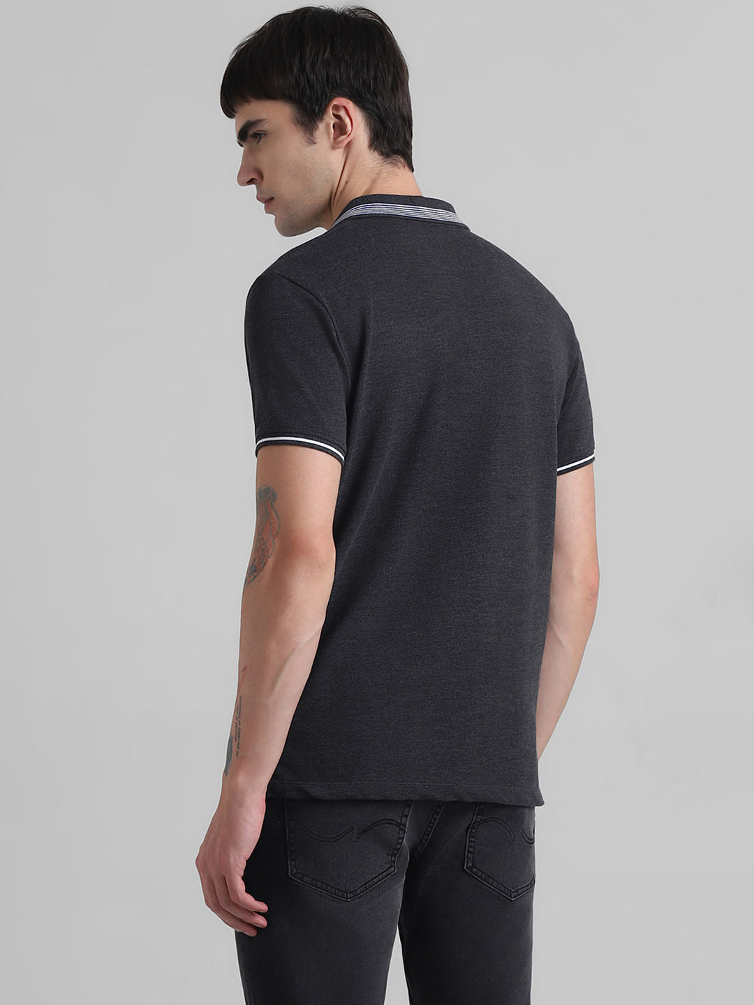 Black Contrast Tipping Polo T-shirt