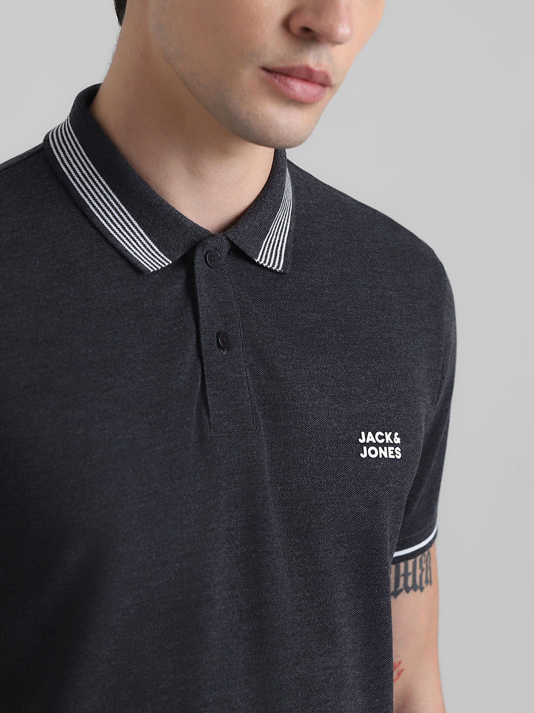 Black Contrast Tipping Polo T-shirt