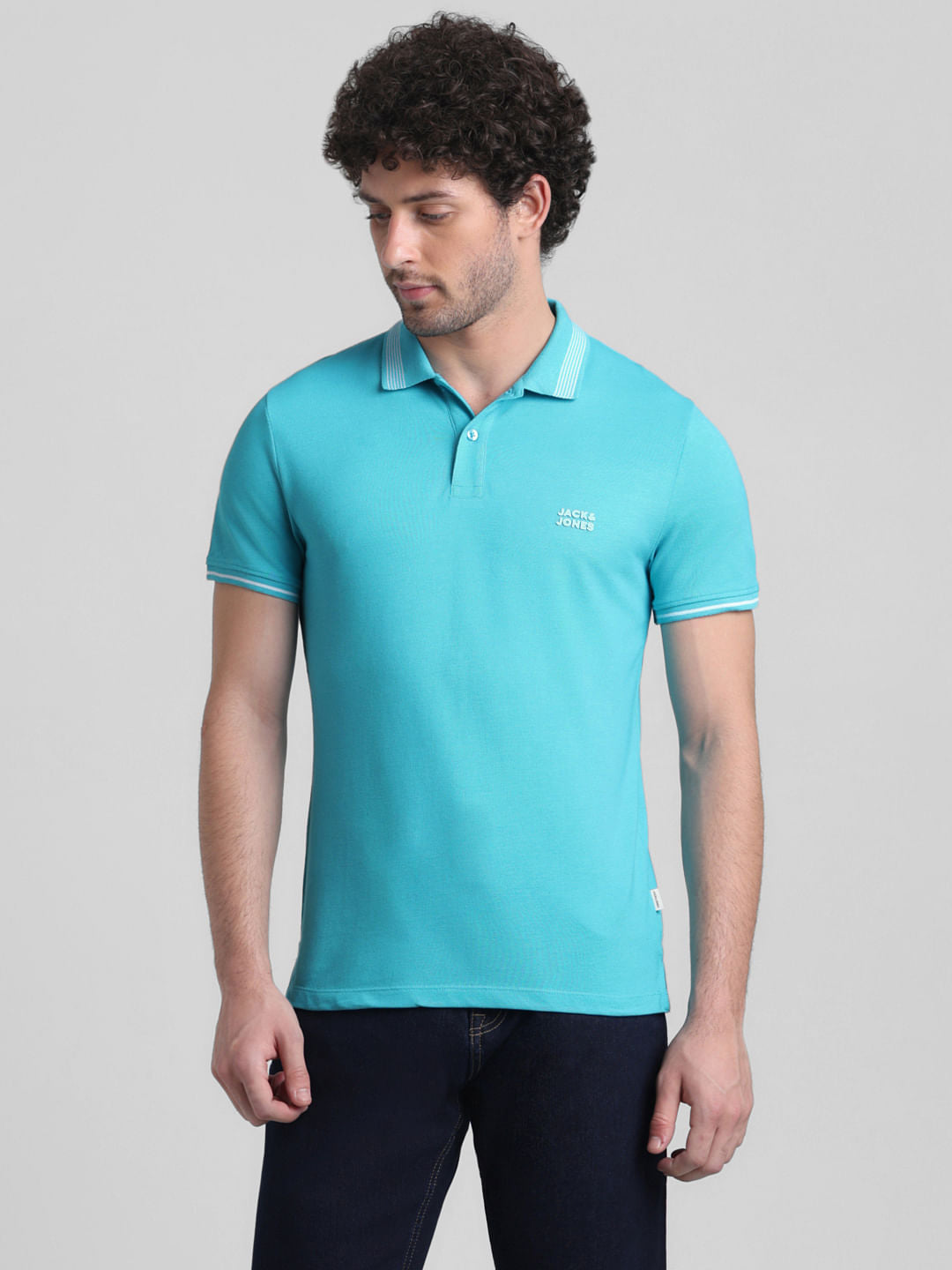 Green Contrast Tipping Polo T-shirt