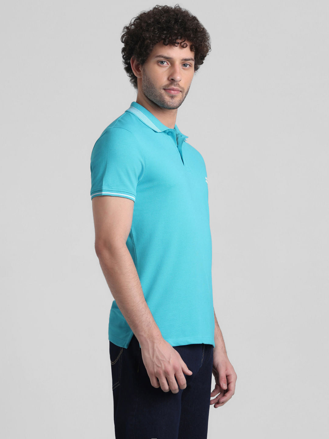 Green Contrast Tipping Polo T-shirt