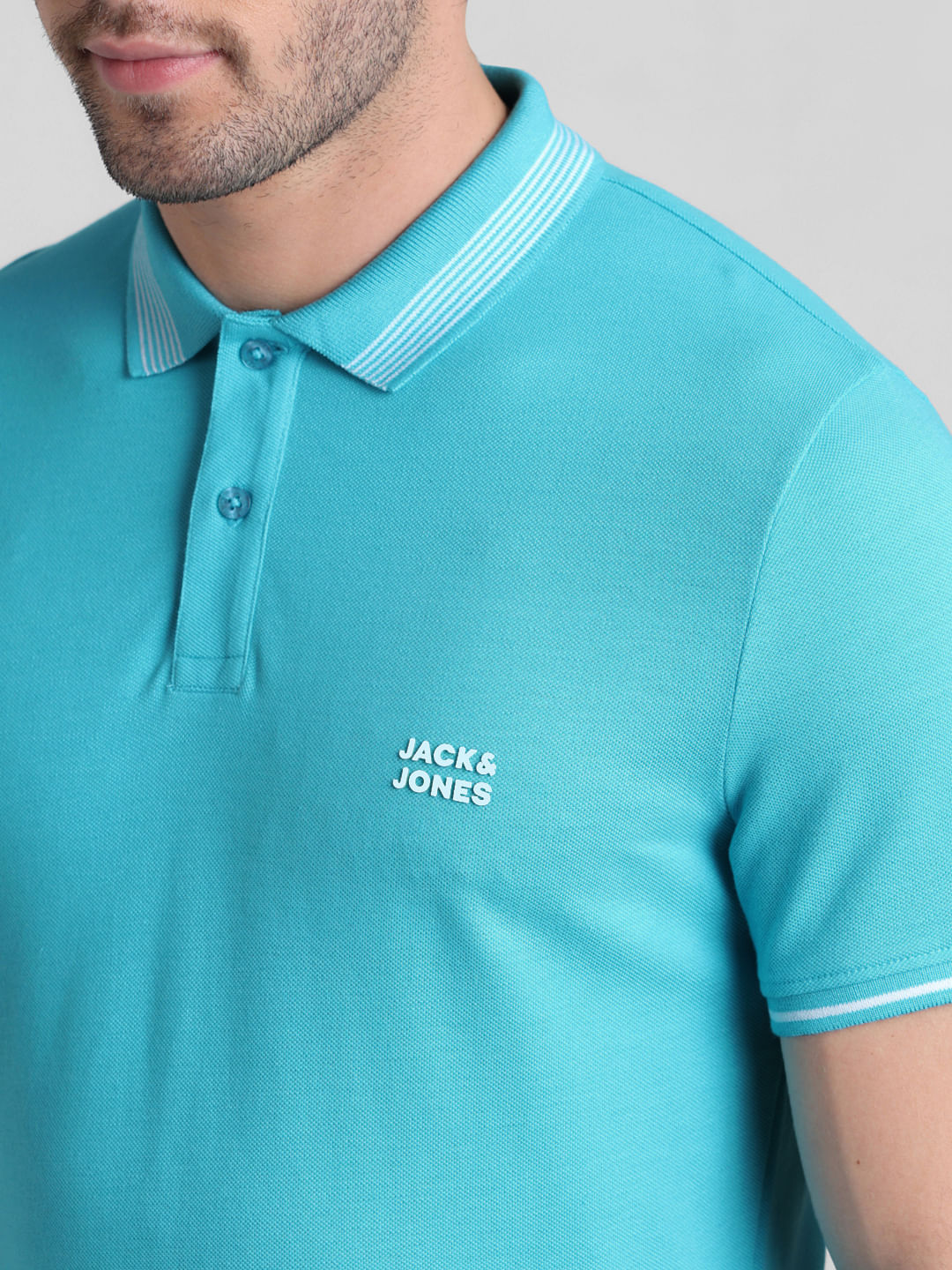 Green Contrast Tipping Polo T-shirt