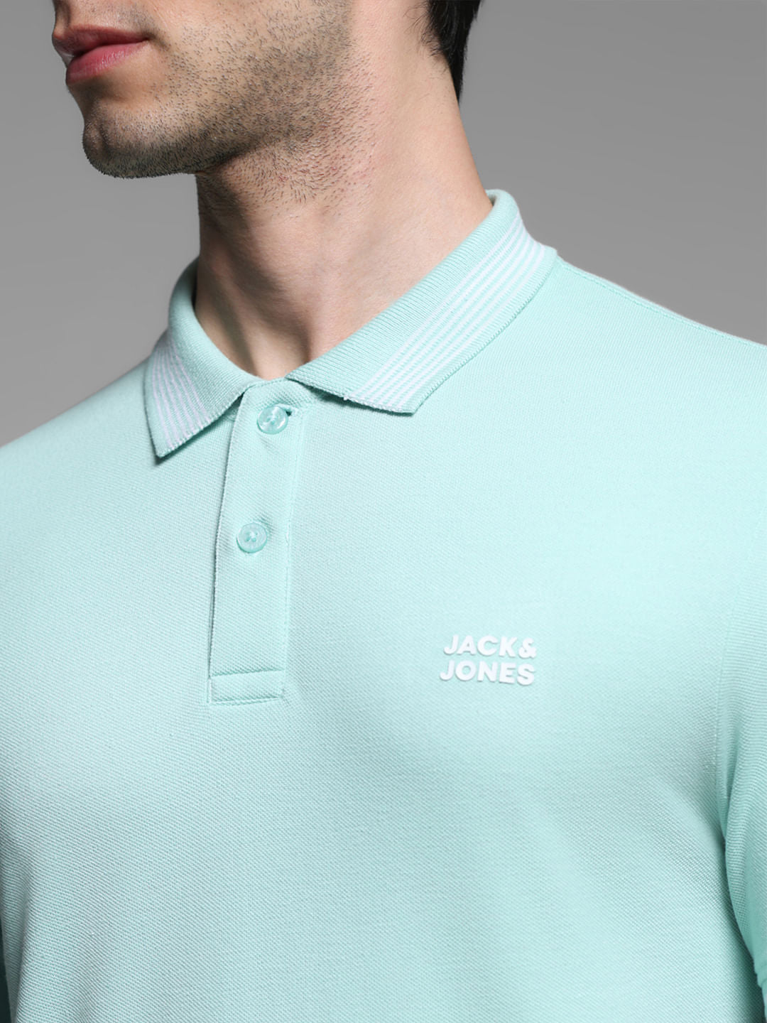 Mint Green Logo Print Polo