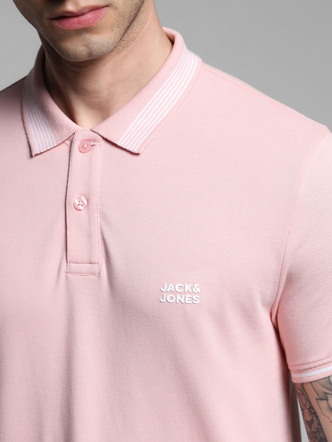 Light Pink Logo Print Polo