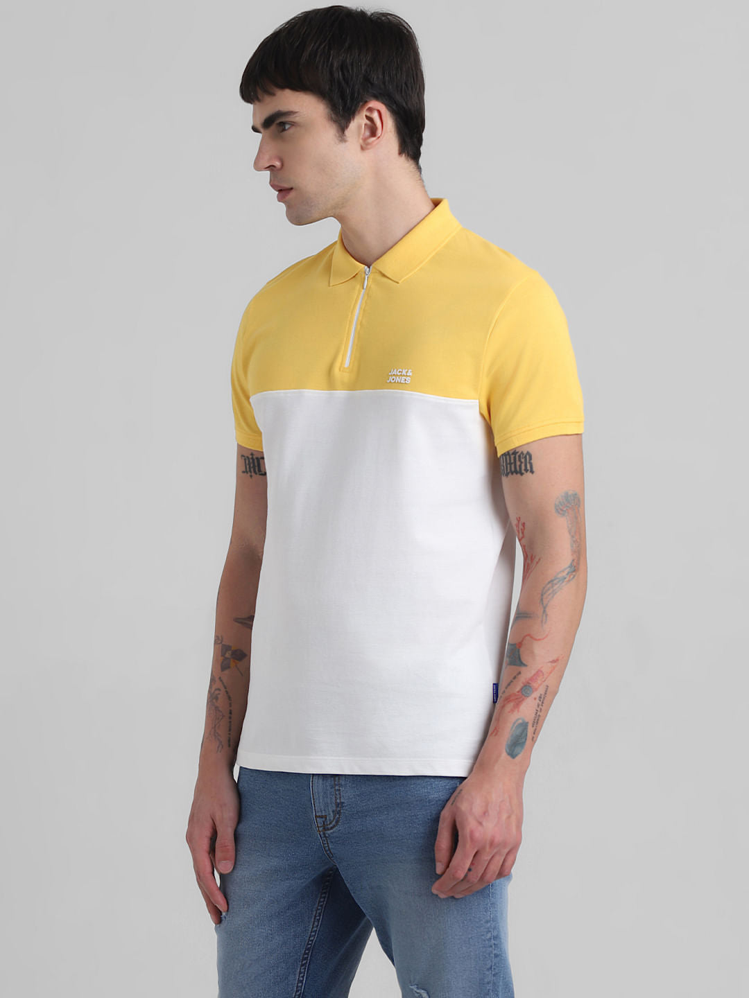 Yellow Colourblocked Polo T-shirt
