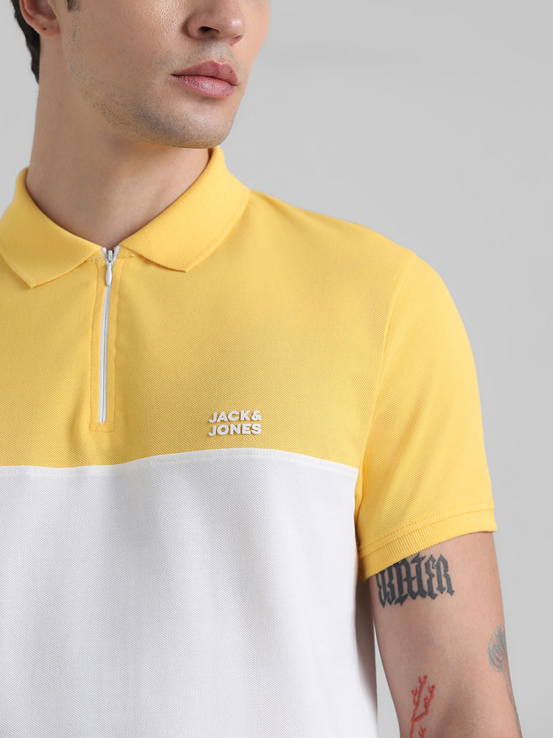 Yellow Colourblocked Polo T-shirt
