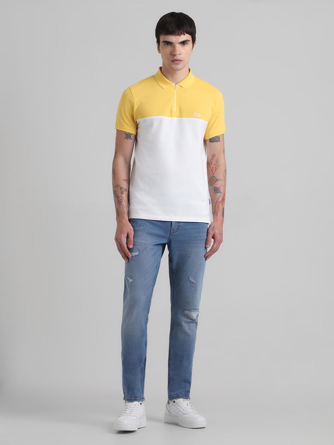 Yellow Colourblocked Polo T-shirt
