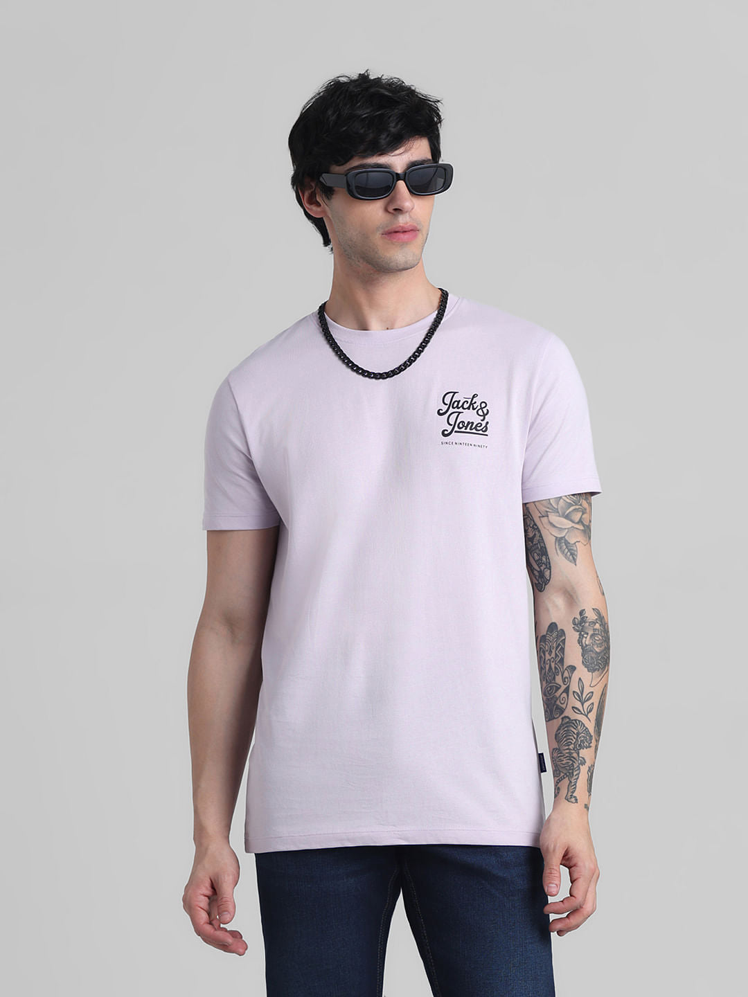 Lilac Chest Branding Crew Neck T-shirt