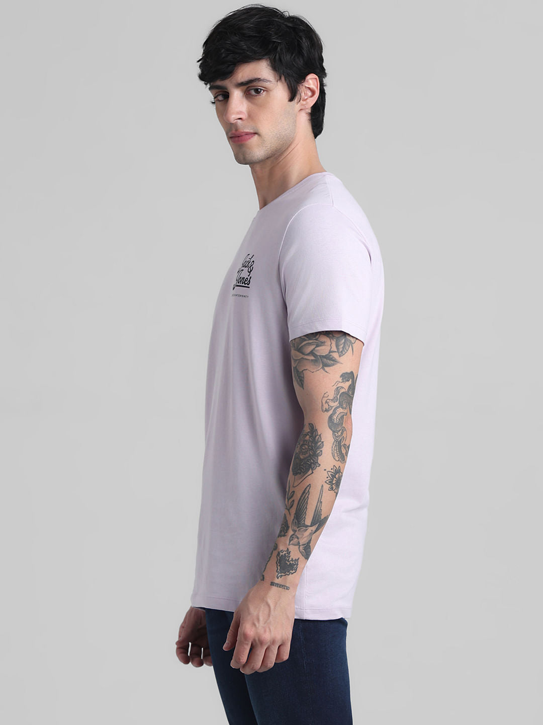 Lilac Chest Branding Crew Neck T-shirt