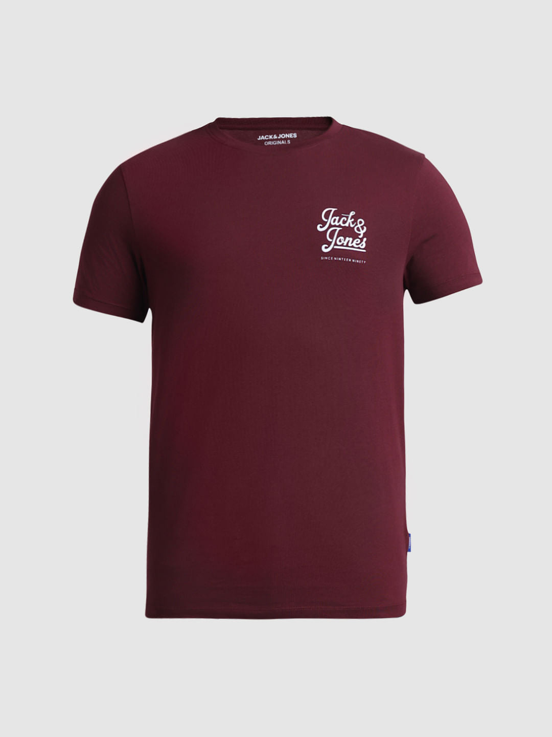 Maroon Chest Branding Crew Neck T-shirt