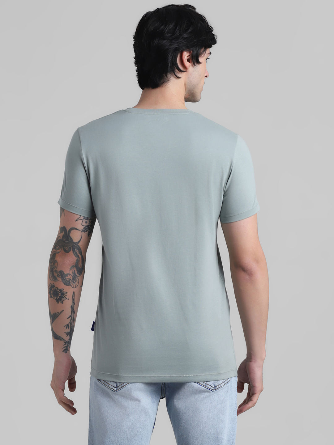 Slate Grey Logo Text Crew Neck T-shirt