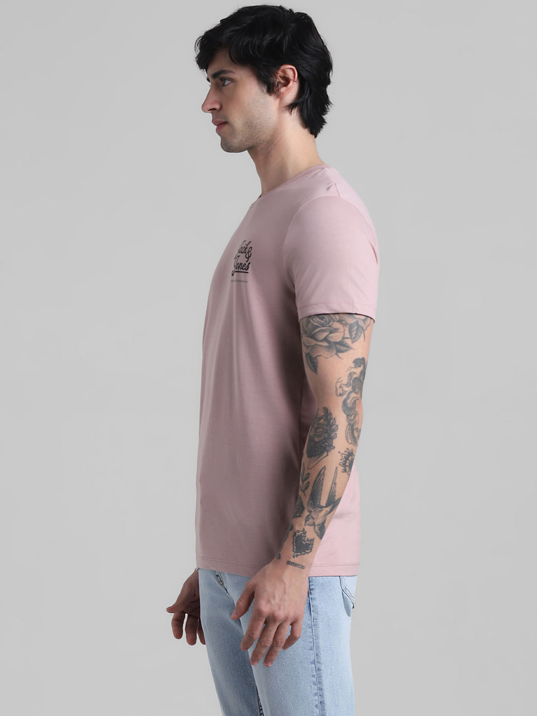 Mauve Logo Text Crew Neck T-shirt