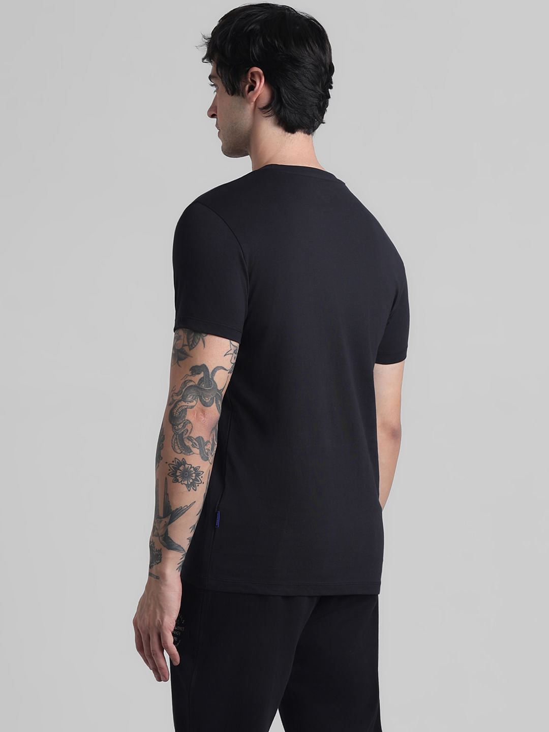 Black Chest Branding Crew Neck T-shirt