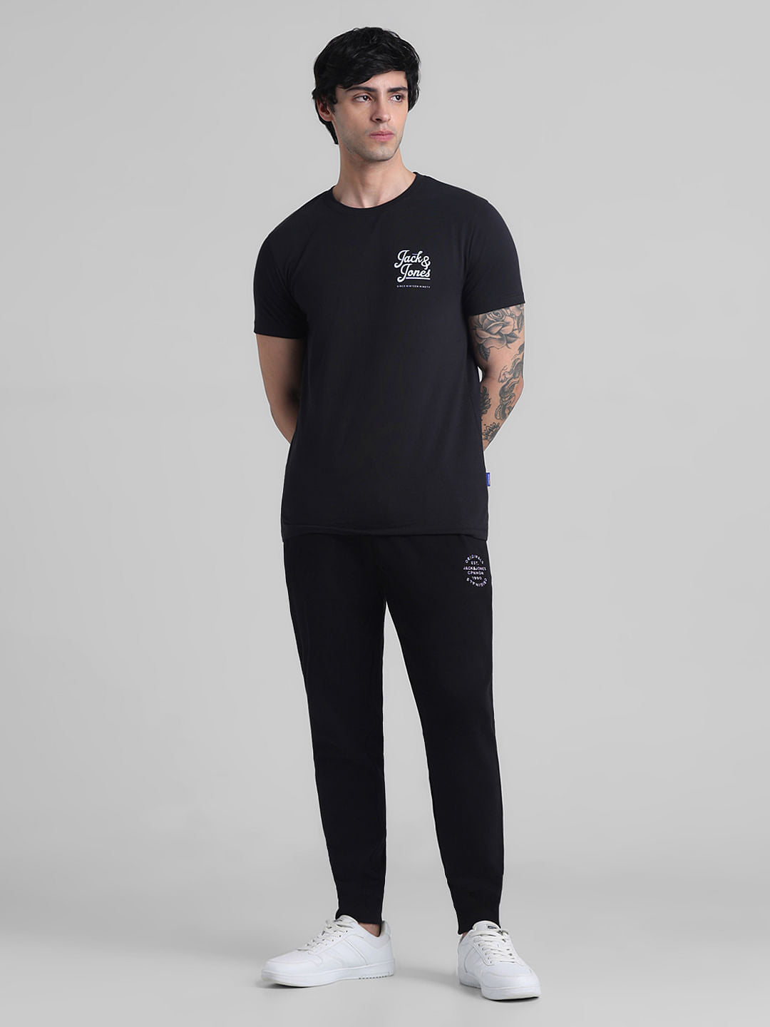 Black Chest Branding Crew Neck T-shirt