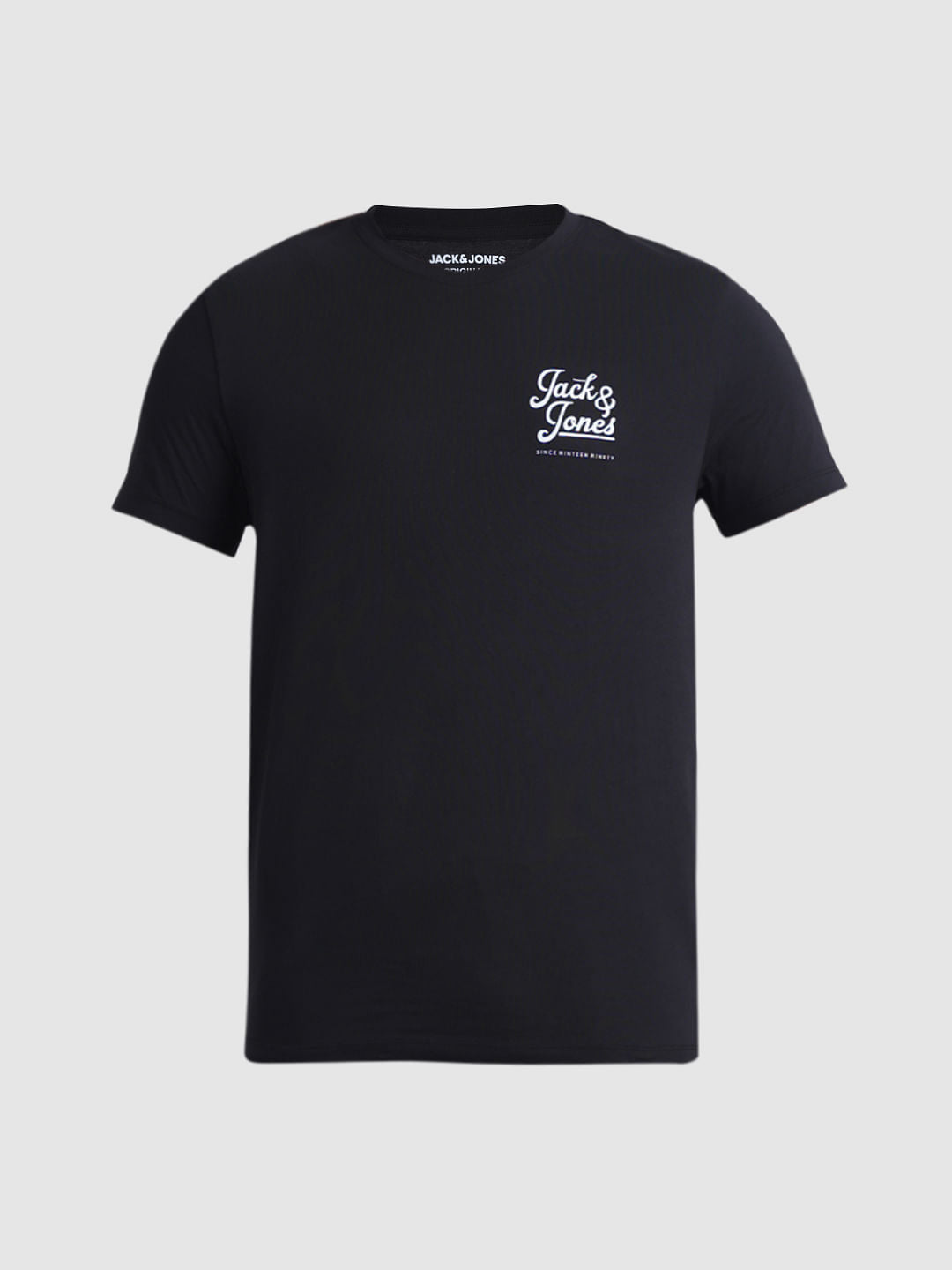 Black Chest Branding Crew Neck T-shirt