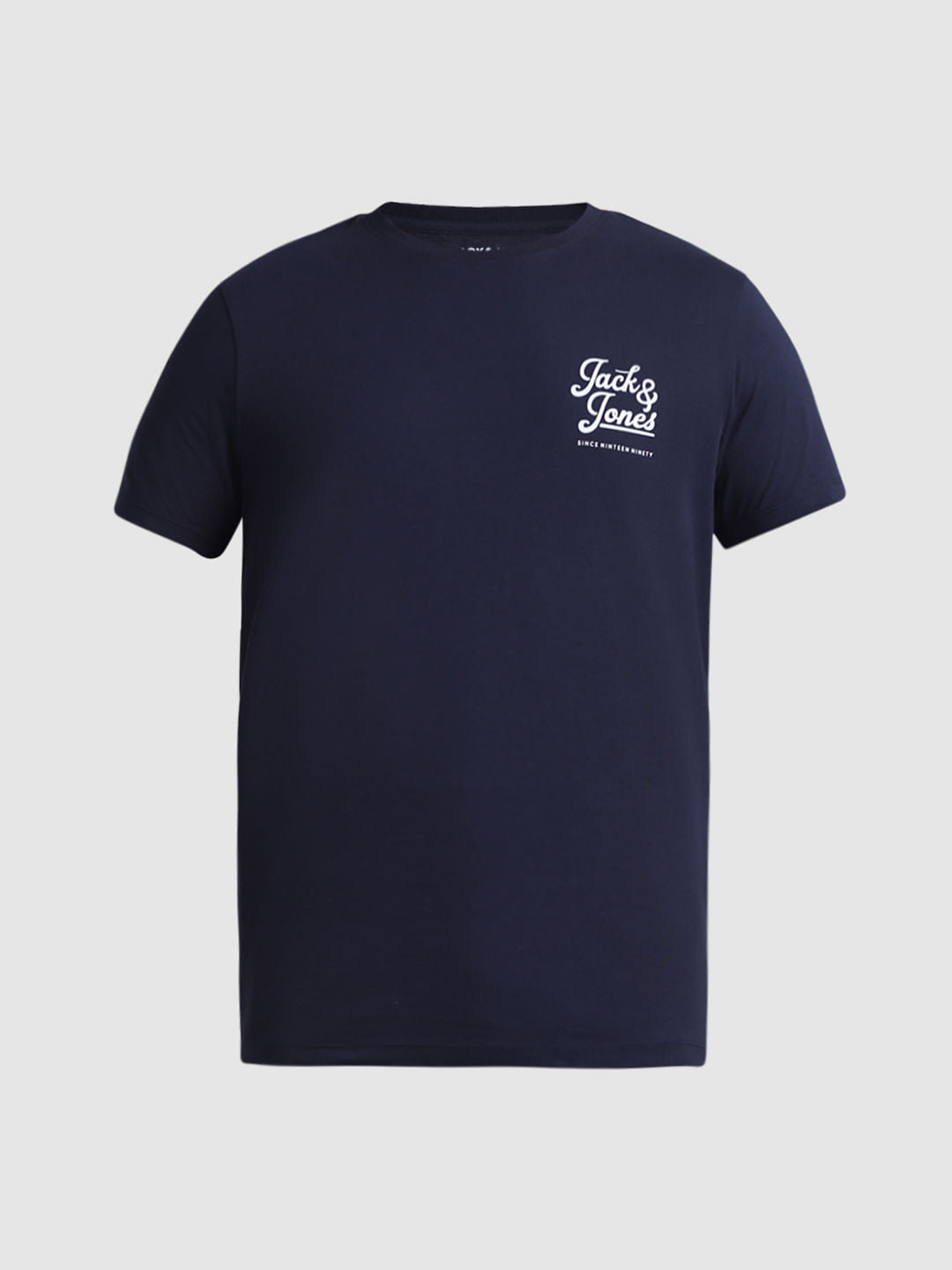 Navy Blue Chest Branding Crew Neck T-shirt