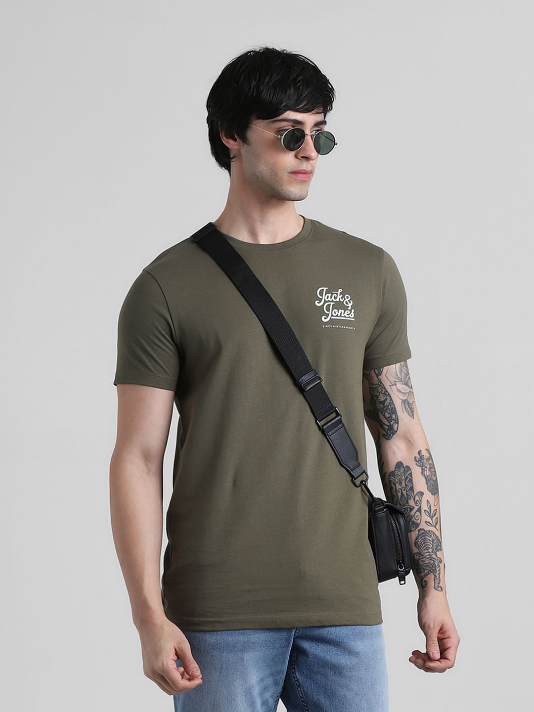 Green Logo Text Crew Neck T-shirt