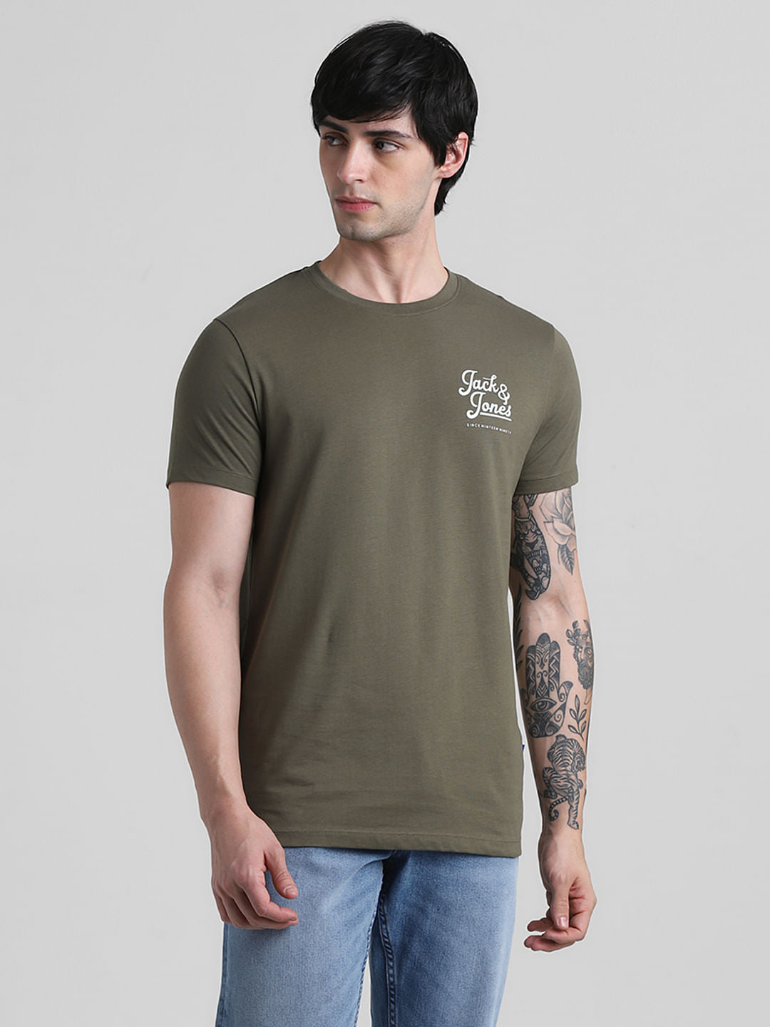 Green Logo Text Crew Neck T-shirt