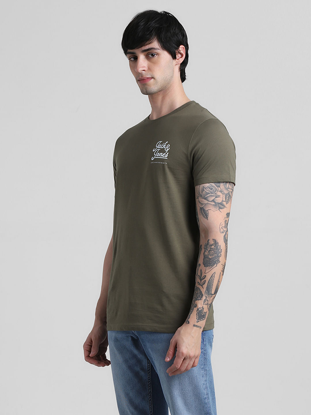 Green Logo Text Crew Neck T-shirt