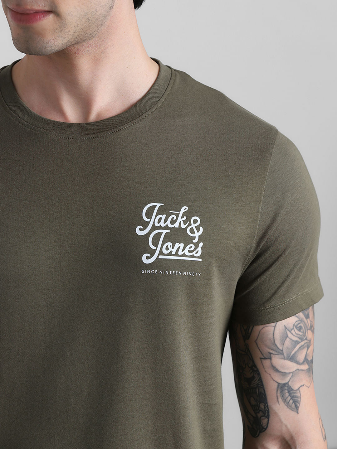 Green Logo Text Crew Neck T-shirt