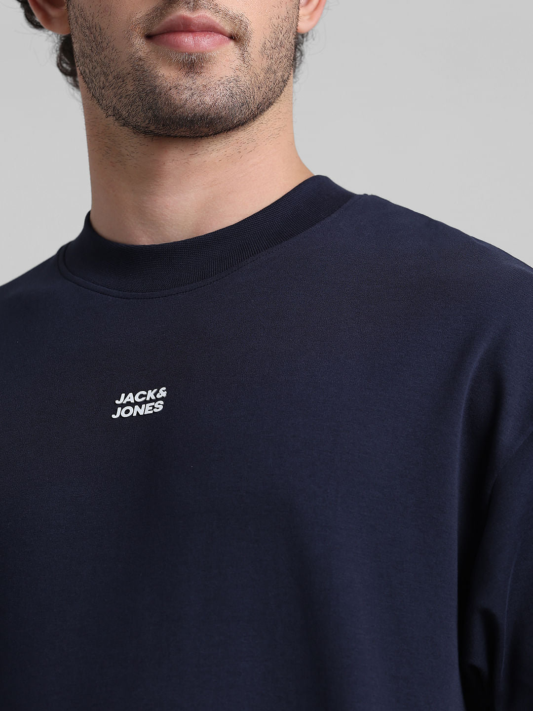 Navy Blue Graphic Printed Oversized T-shirt