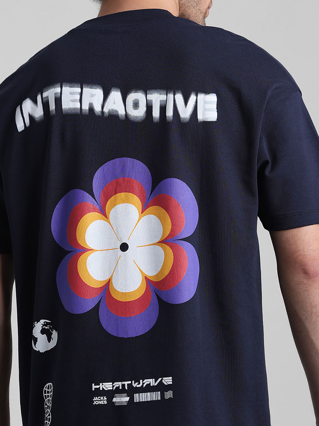 Navy Blue Graphic Printed Oversized T-shirt