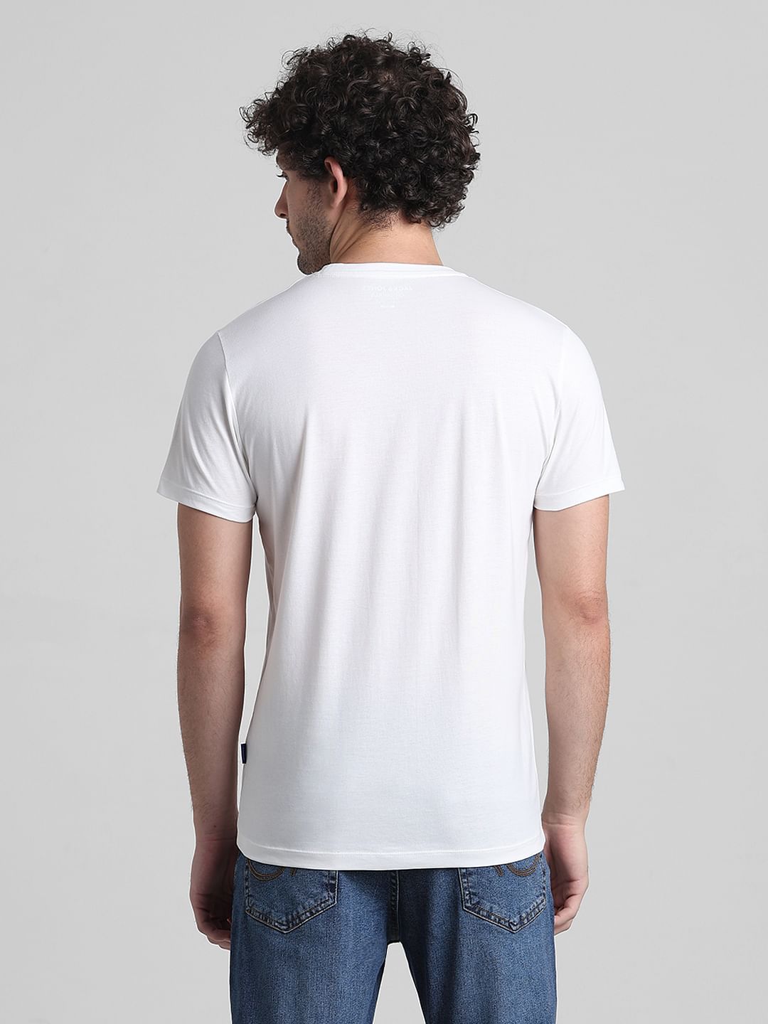 White Logo Text Crew Neck T-shirt