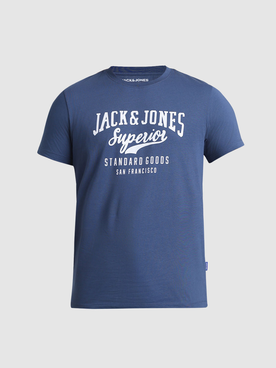 Blue Logo Print Crew Neck T-shirt