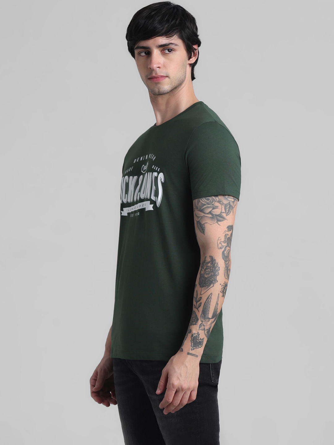 Green Logo Print Crew Neck T-shirt