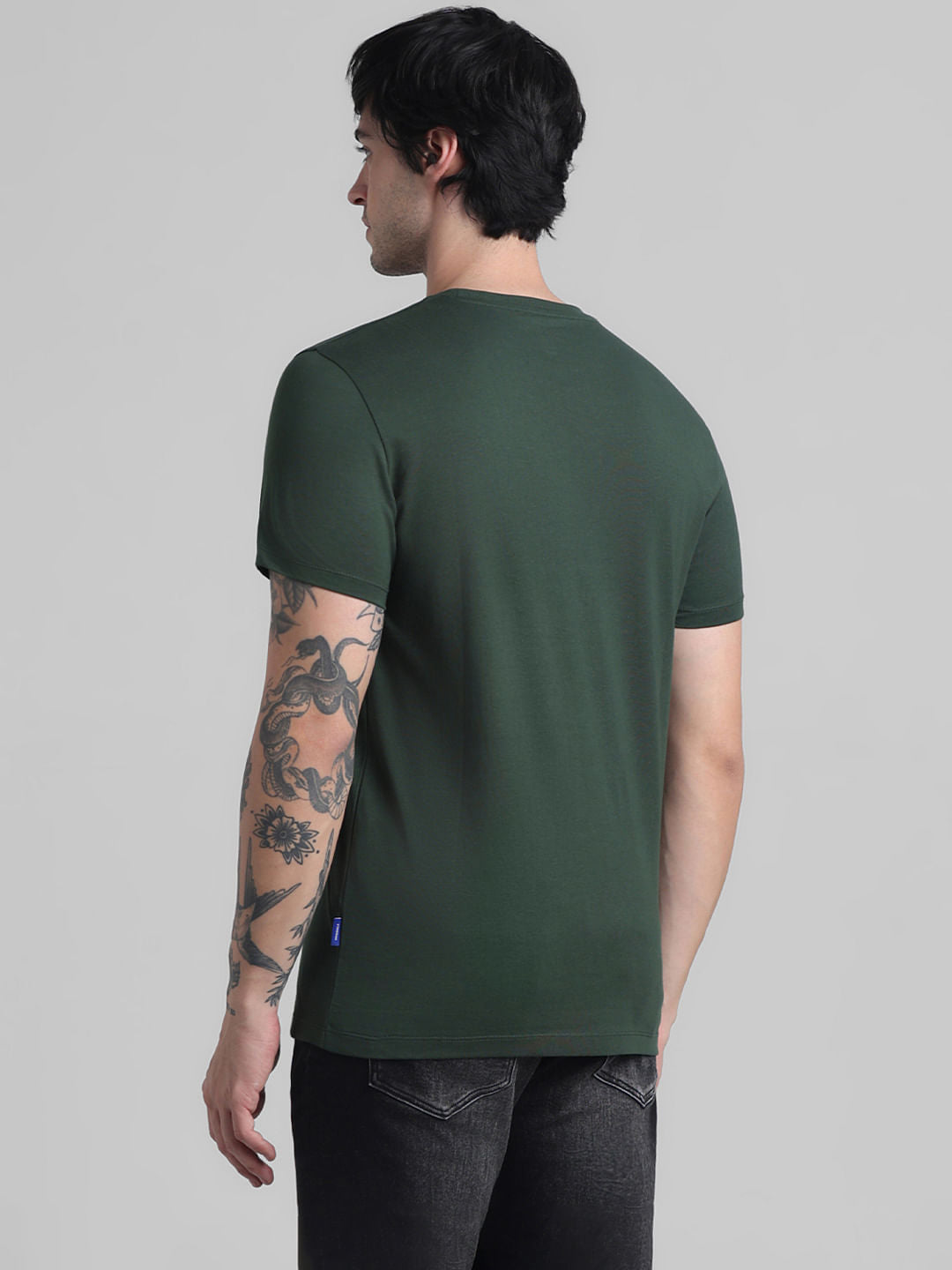 Green Logo Print Crew Neck T-shirt
