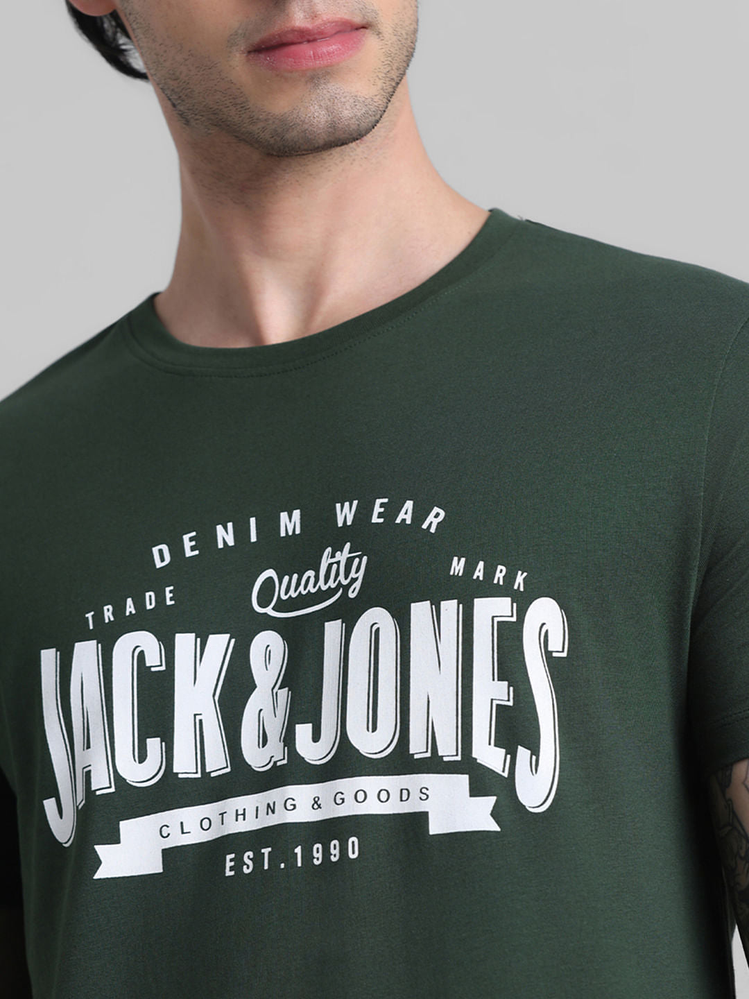 Green Logo Print Crew Neck T-shirt