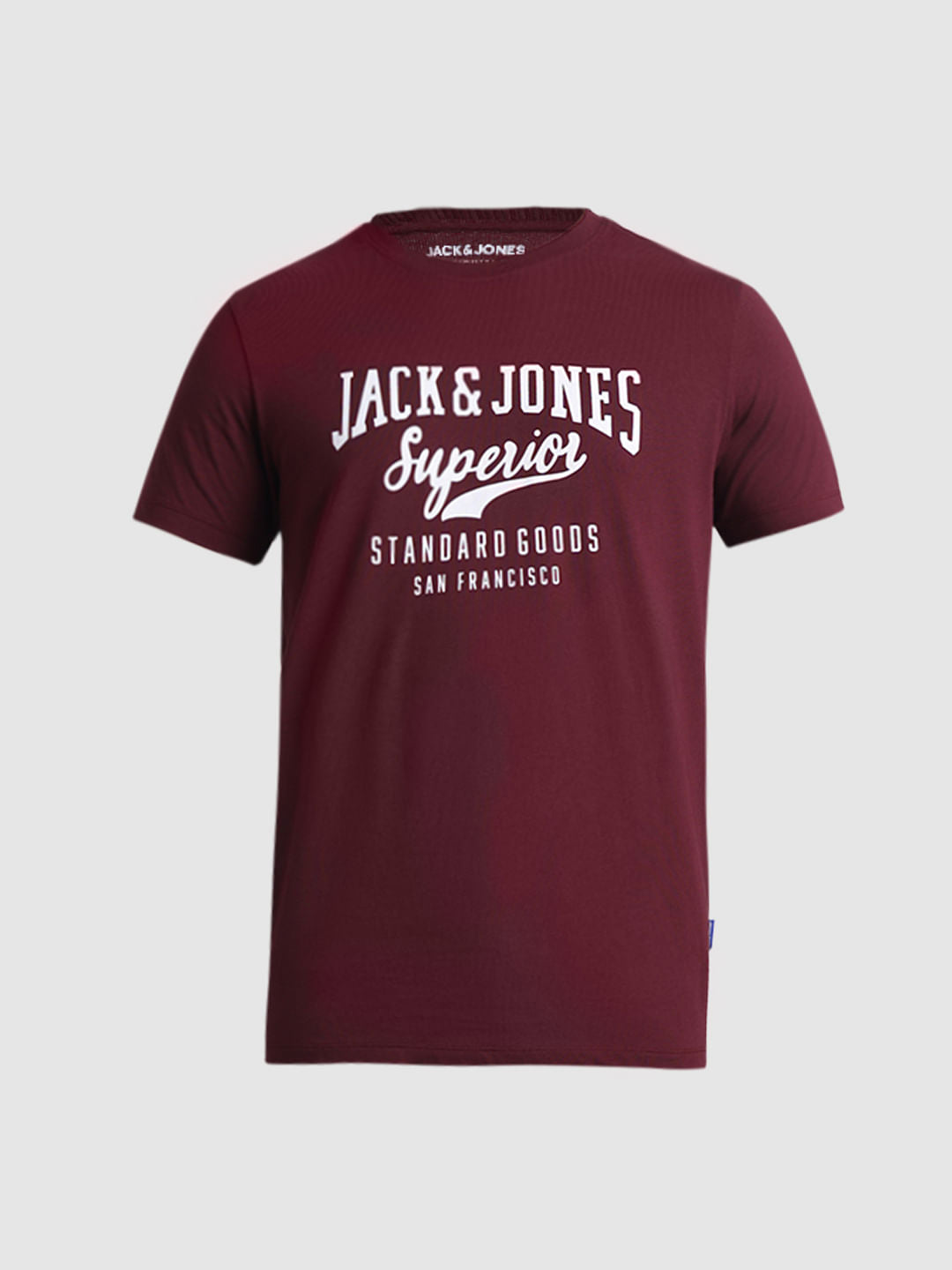 Maroon Logo Print Crew Neck T-shirt
