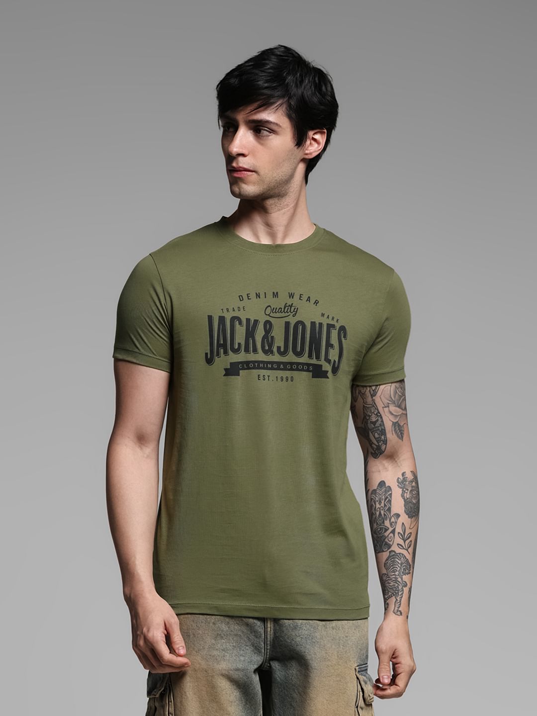 Dark Green Printed T-shirt - S