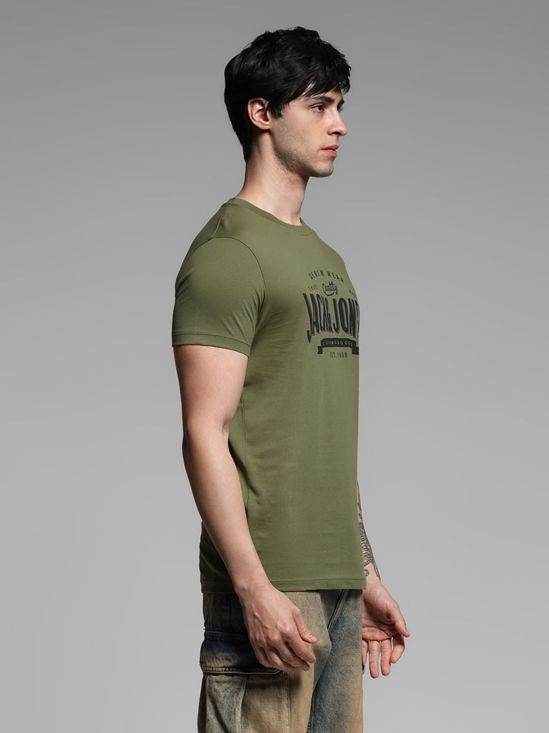 Dark Green Printed T-shirt