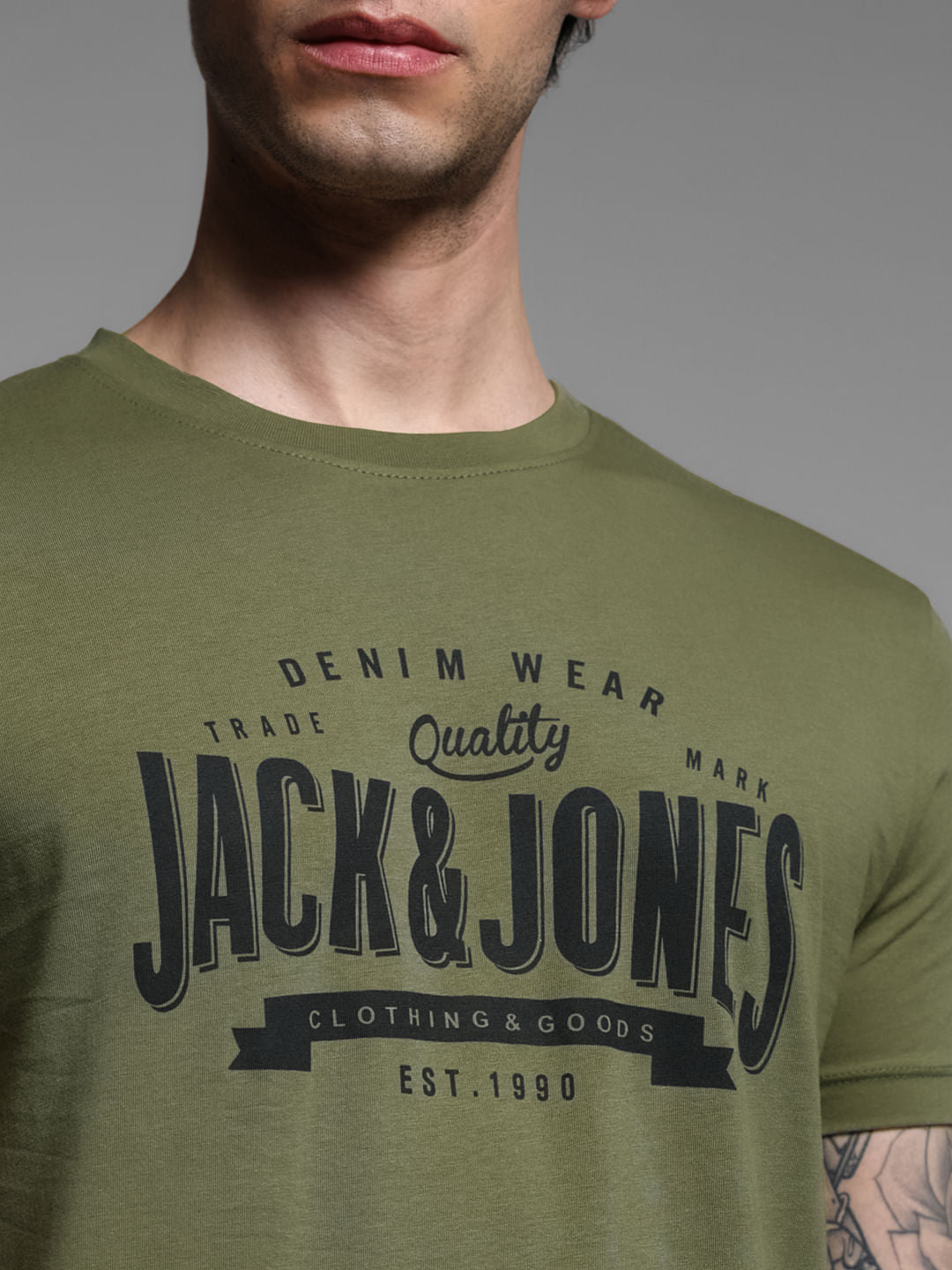 Dark Green Printed T-shirt