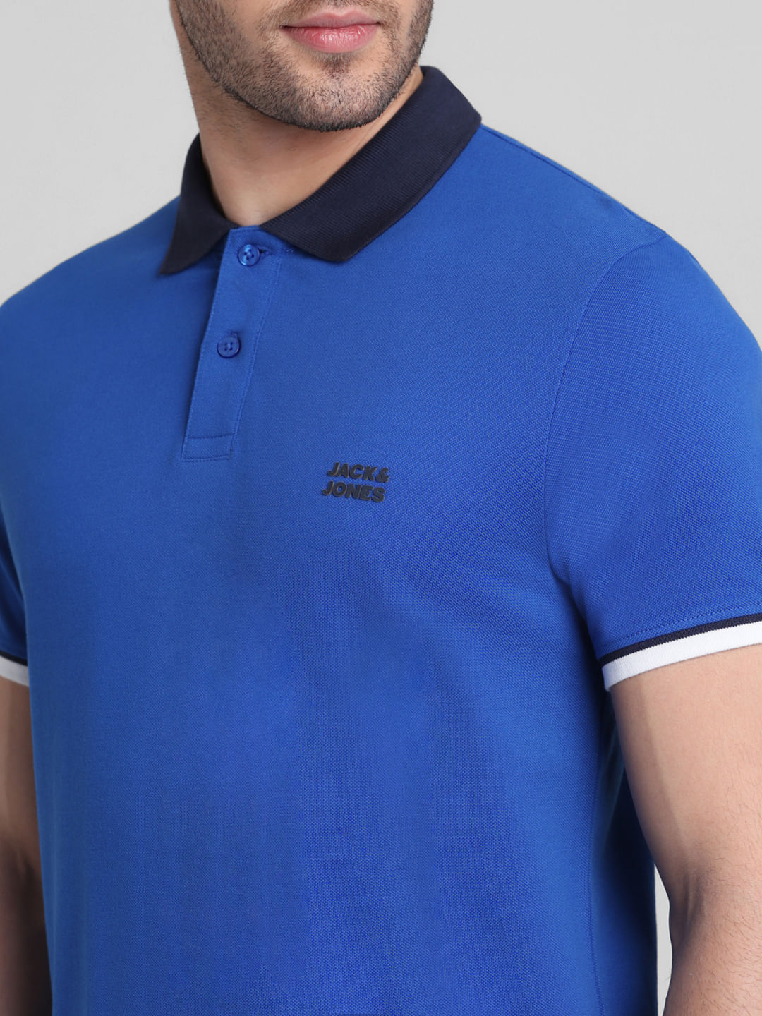 Blue Contrast Tipping Cotton Polo