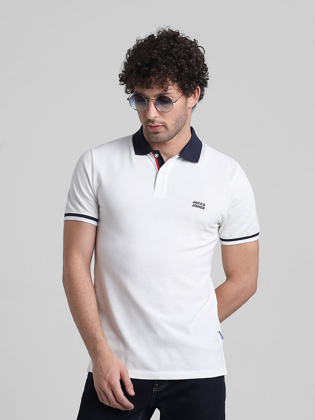 White Contrast Tipping Cotton Polo