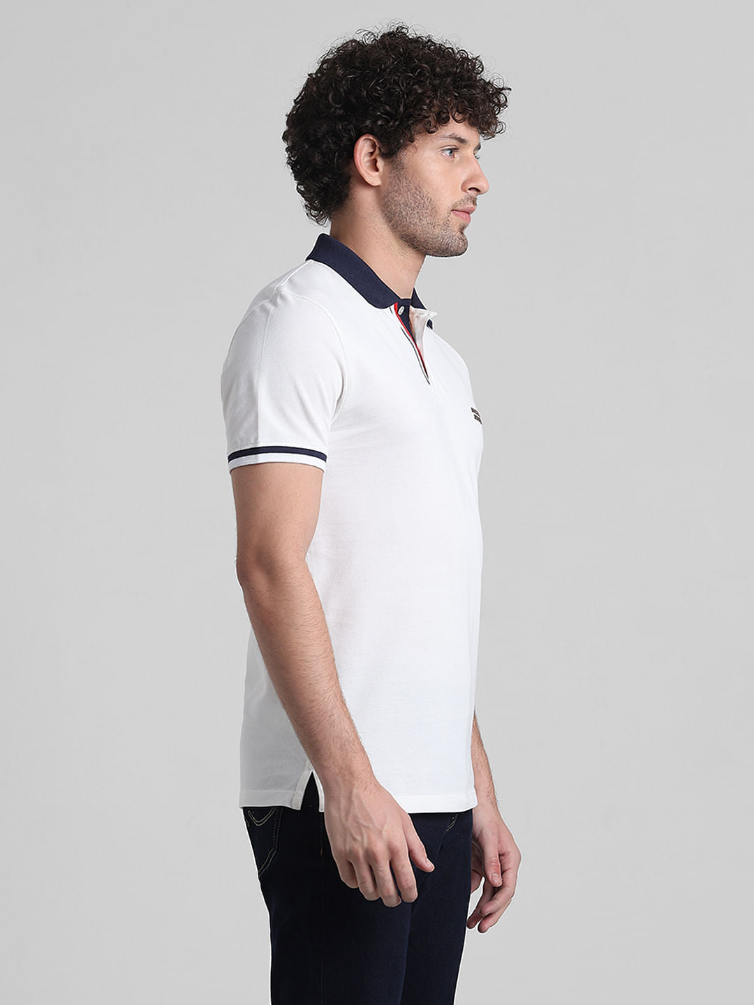 White Contrast Tipping Cotton Polo