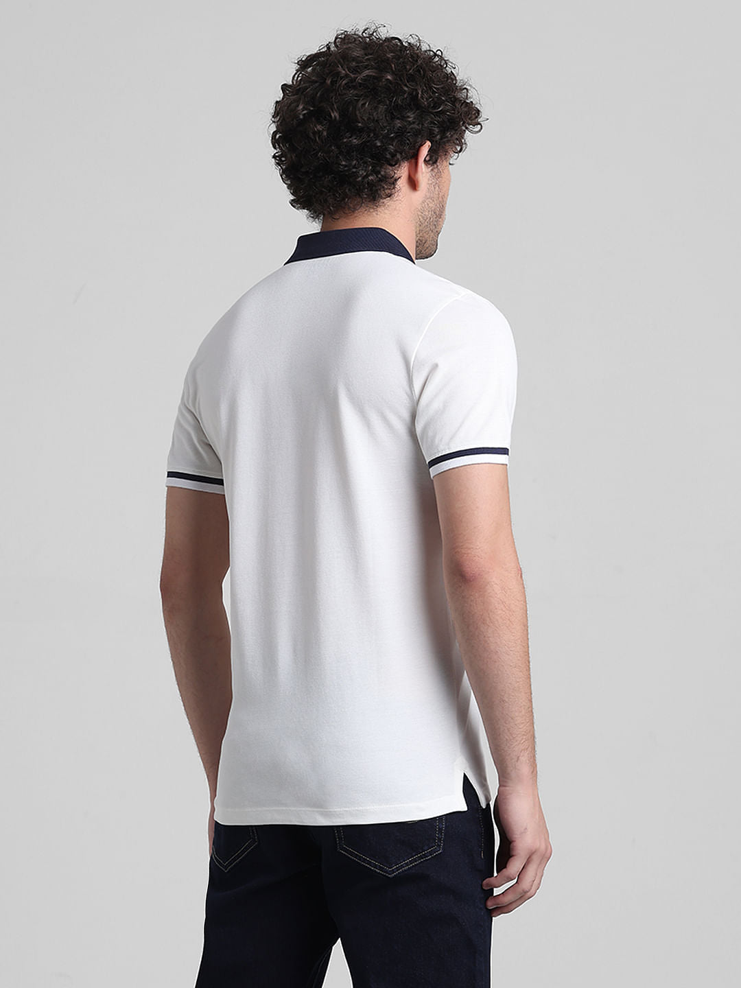 White Contrast Tipping Cotton Polo