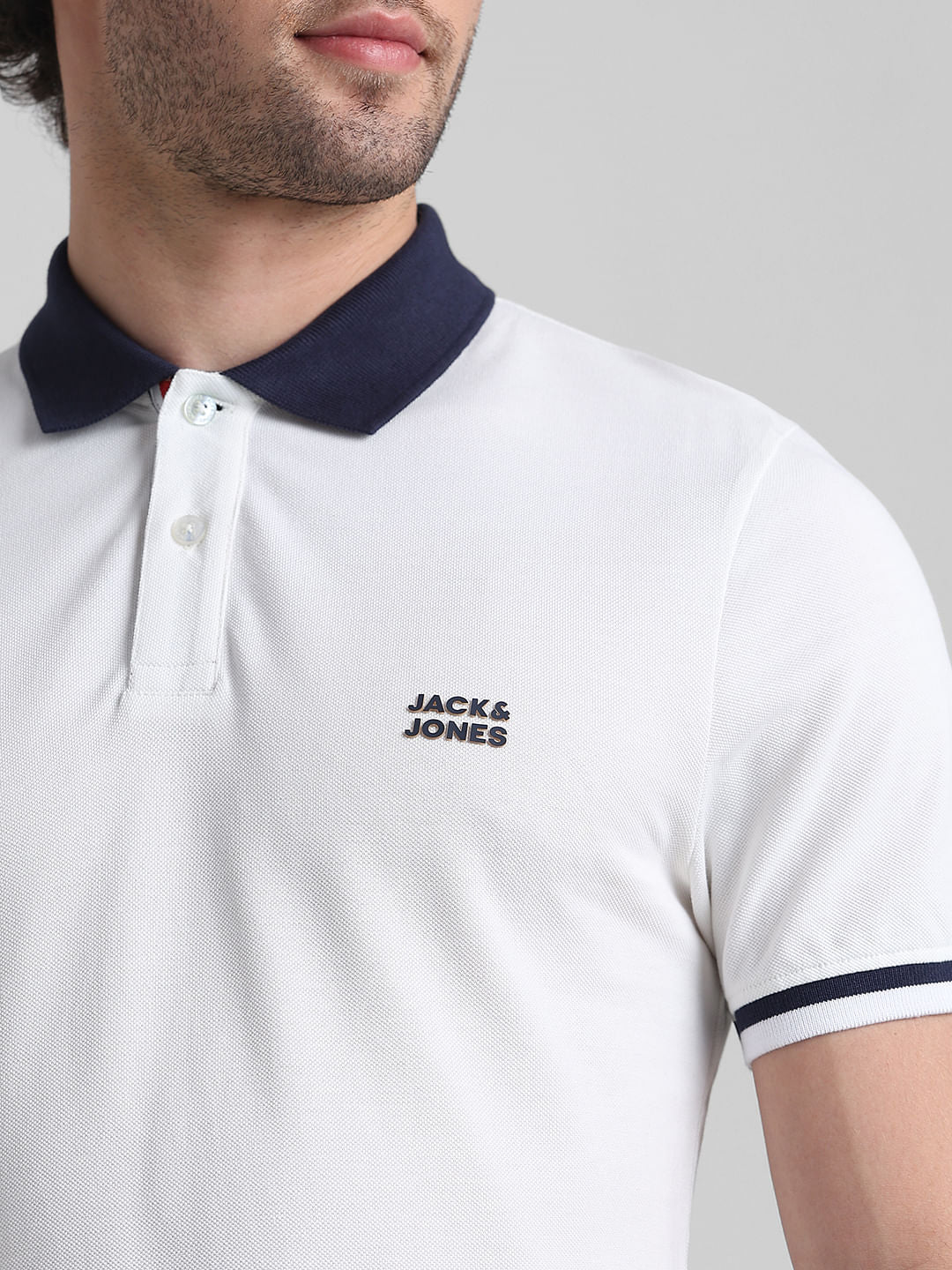 White Contrast Tipping Cotton Polo