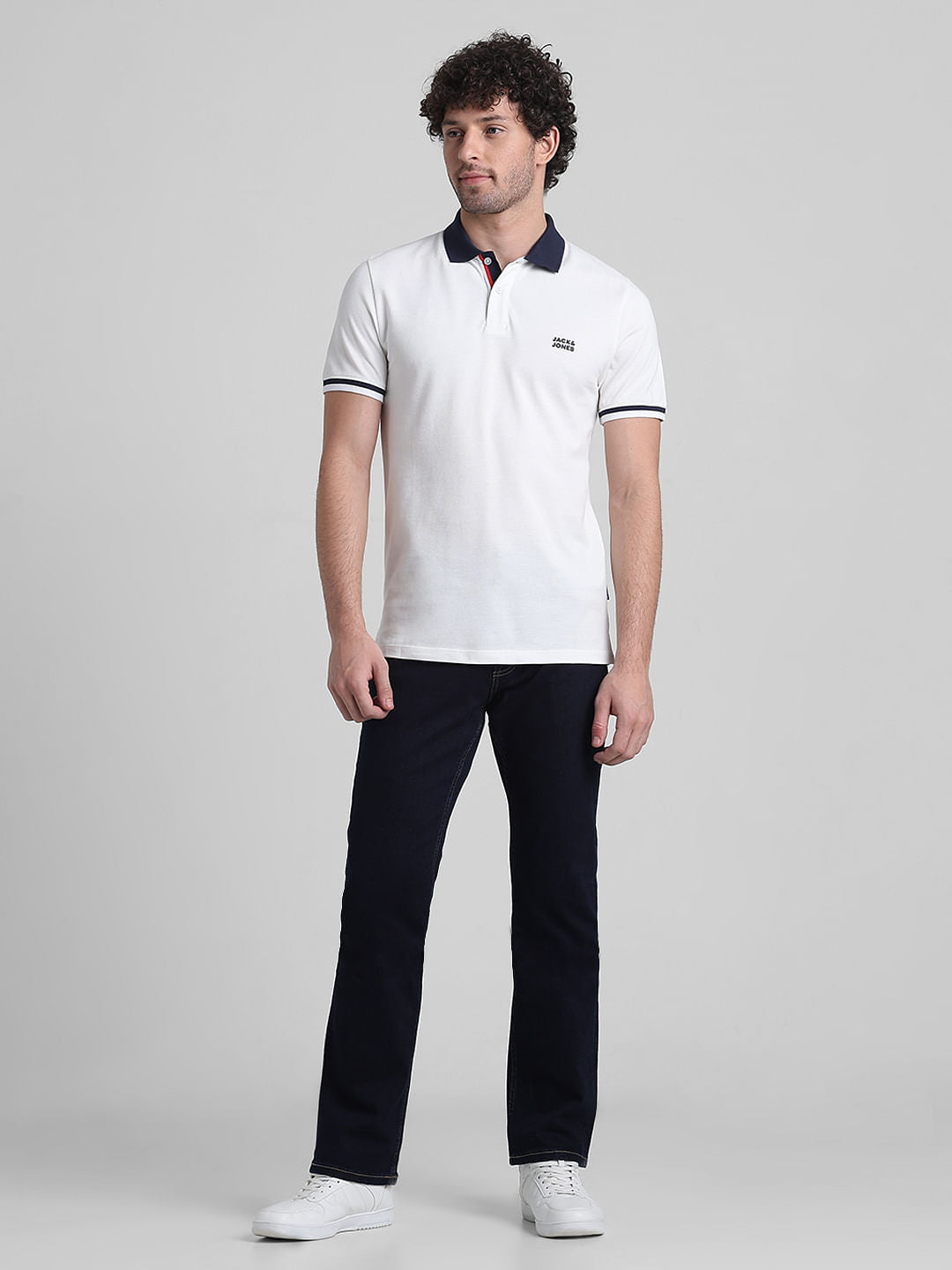 White Contrast Tipping Cotton Polo