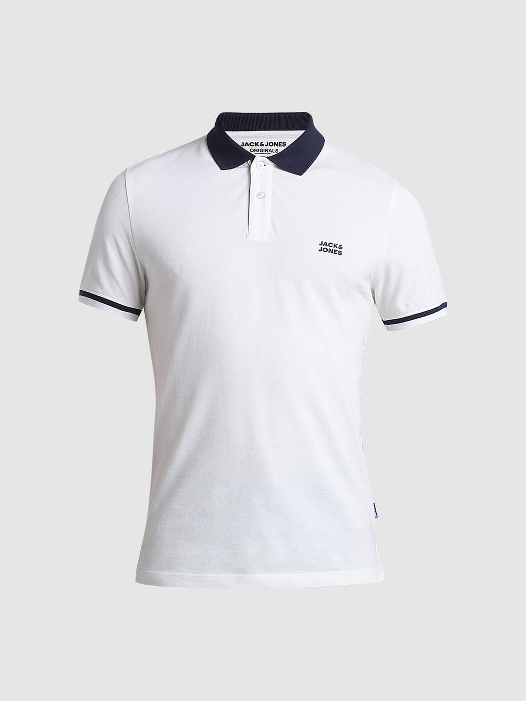 White Contrast Tipping Cotton Polo