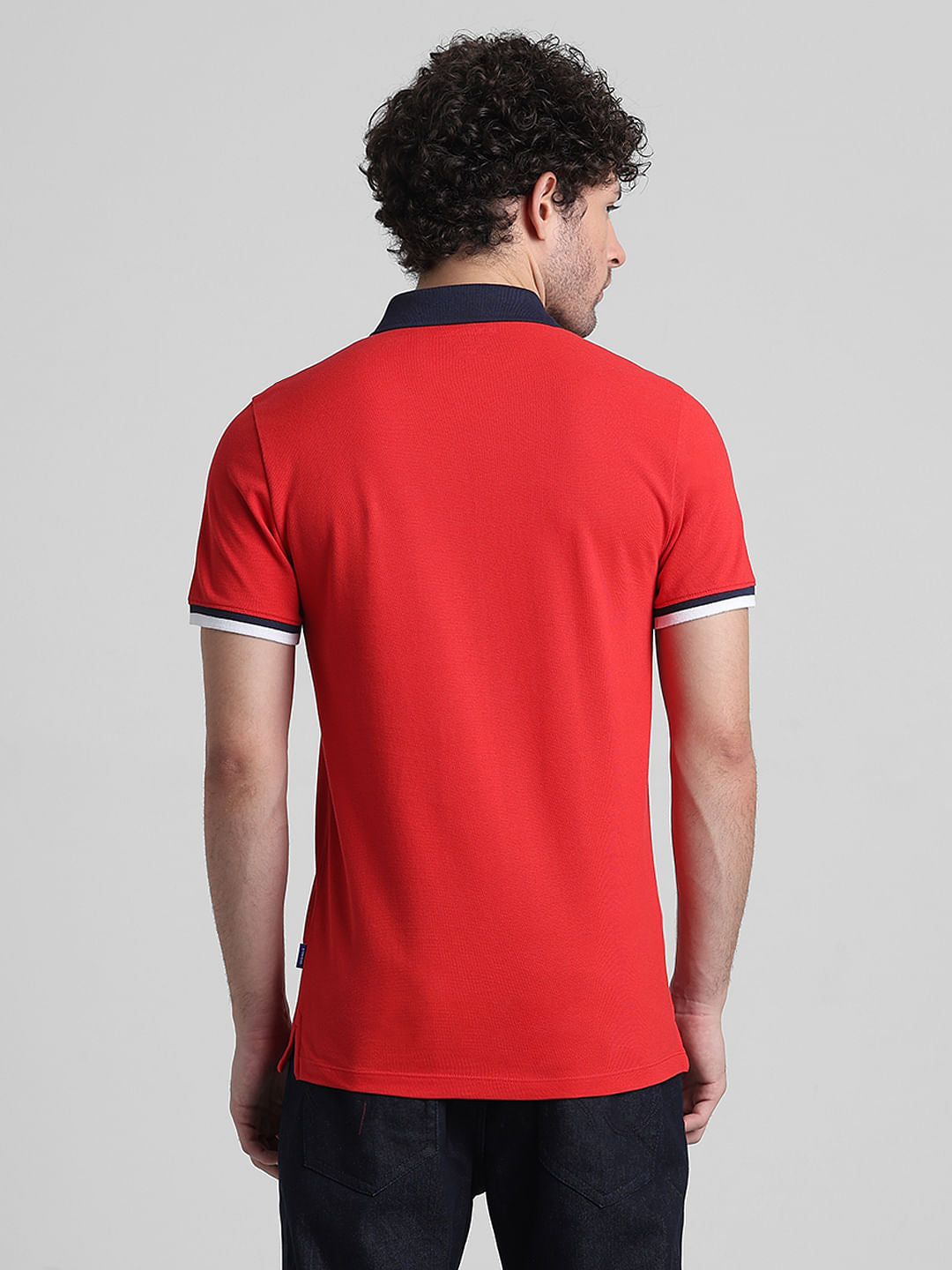 Red Contrast Tipping Cotton Polo