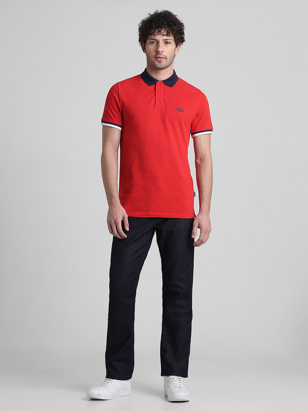 Red Contrast Tipping Cotton Polo