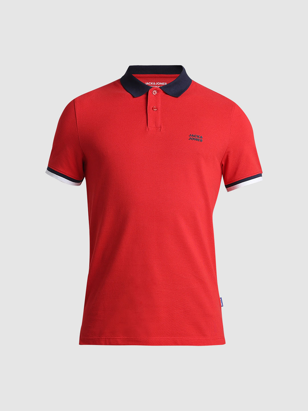 Red Contrast Tipping Cotton Polo
