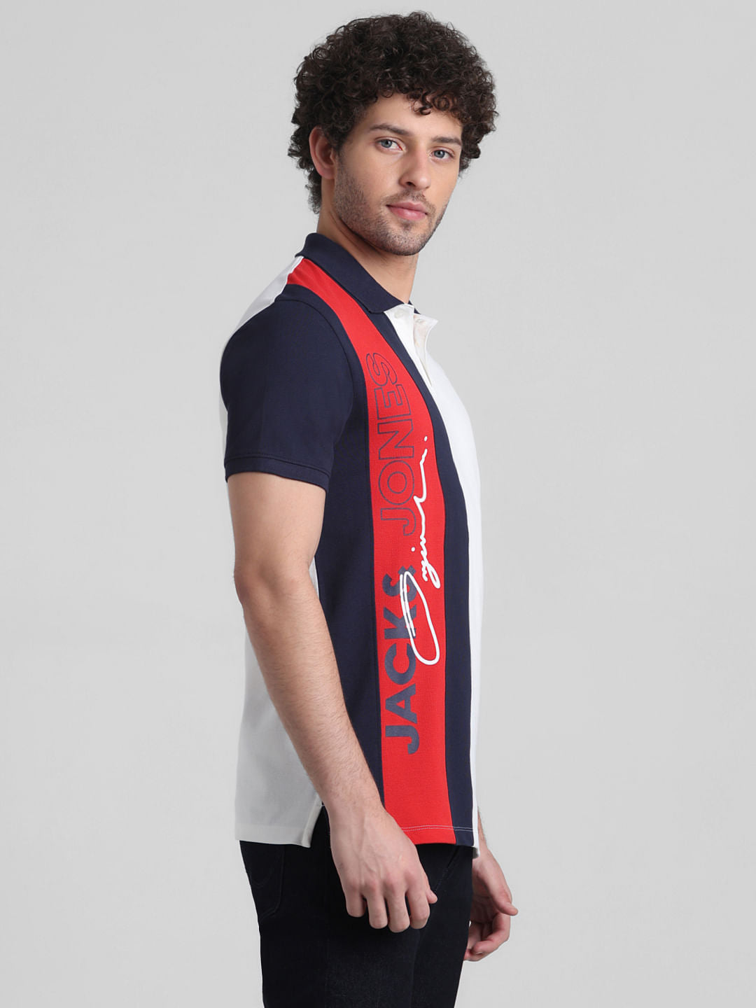 White Vertical Striped Cotton Polo